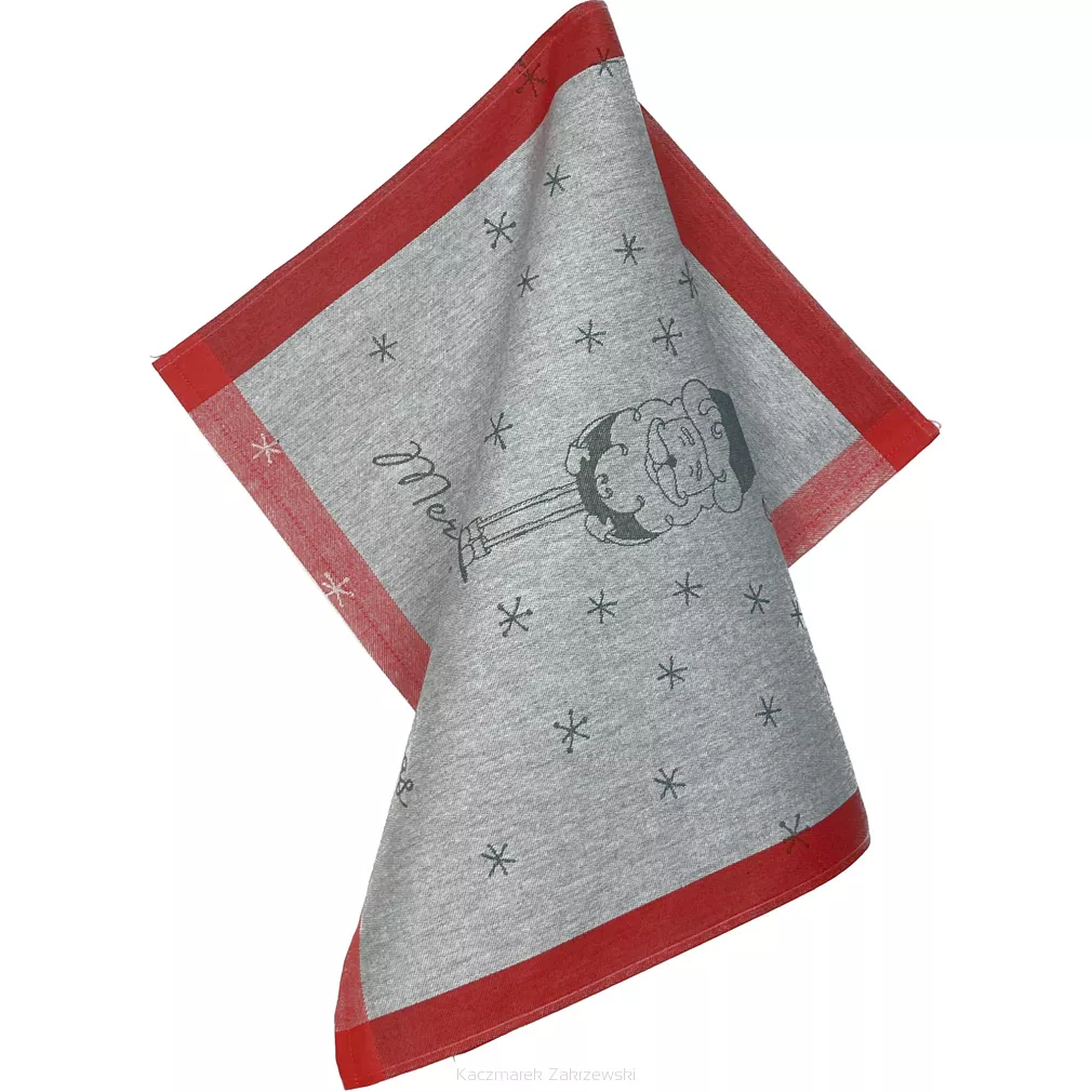 Ścierka kuchenna świąteczna ZWOLTEX Santa Claus wzór mikołaja szara czerwona