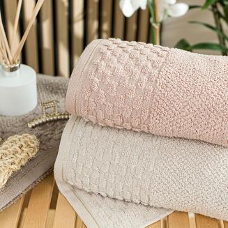 Ręcznik bawełniany NEPTUN 70x140 różowy ze złotą nitką