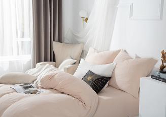 Beżowa Bawełniana Pościel Muślinowa 160x200