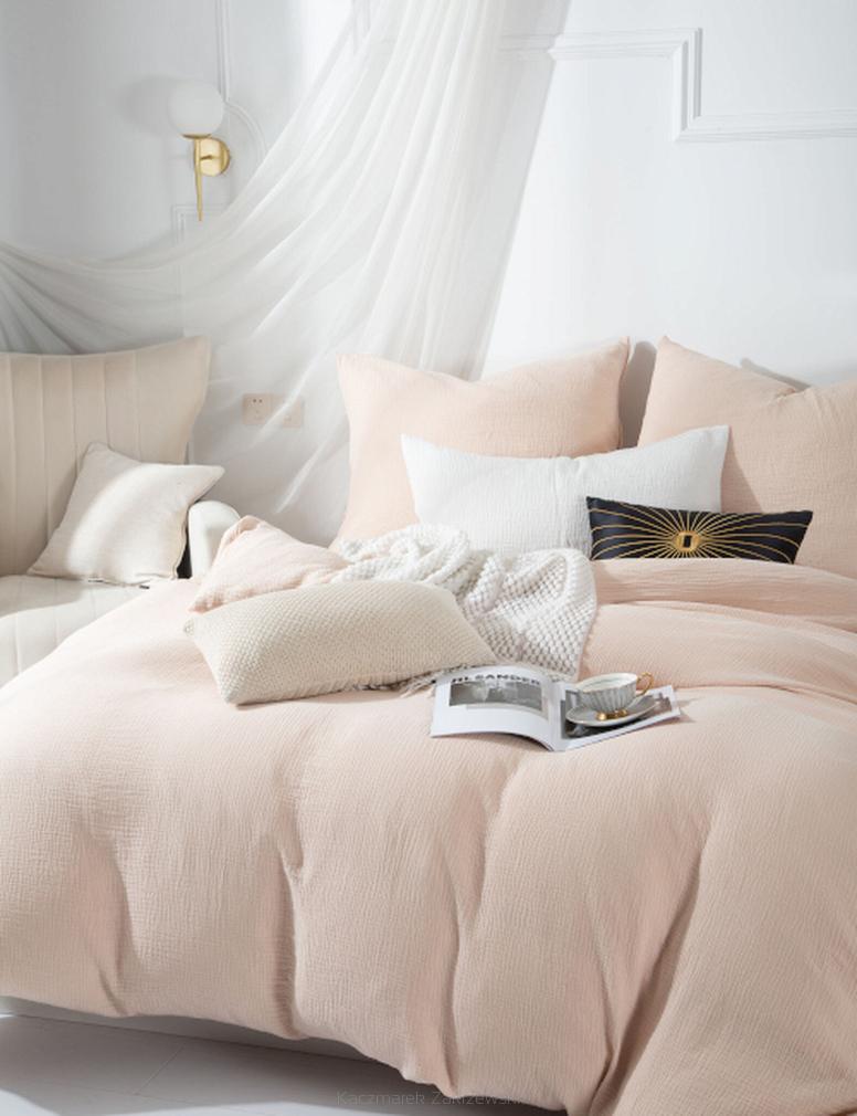 Beżowa Bawełniana Pościel Muślinowa 160x200