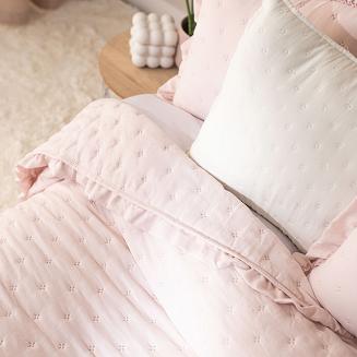 Narzuta dekoracyjna z falbaną WERONA 220x240 różowa