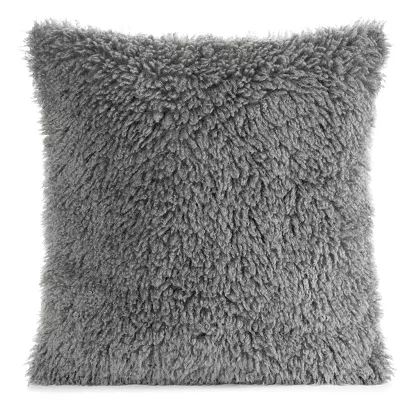 Poszewka dekoracyjna PLUSH 45x45 Eurofirany srebrna futrzana