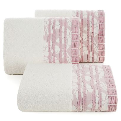 Ręcznik bawełniany ROSSI 70x140 Eurofirany kremowy różowy