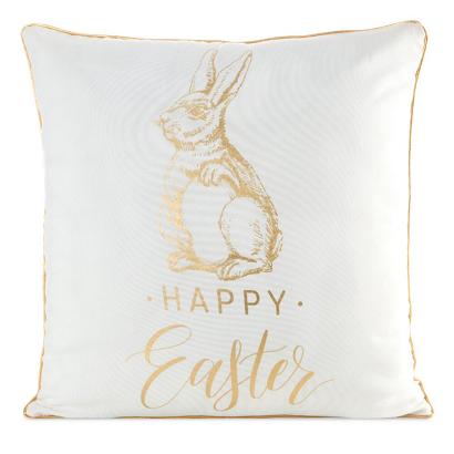 Poszewka dekoracyjna wielkanocna WIOSNA 45x45 biała złota zajączek