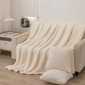 Koc narzuta Dreamy boucle 150x200 kremowy miękka bukla+baranek