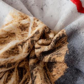 Pościel polarowa 220x200 welur szara marmurkowa czerwone beżowe tkane serca