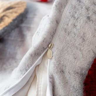 Pościel polarowa 220x200 welur szara marmurkowa czerwone beżowe tkane serca