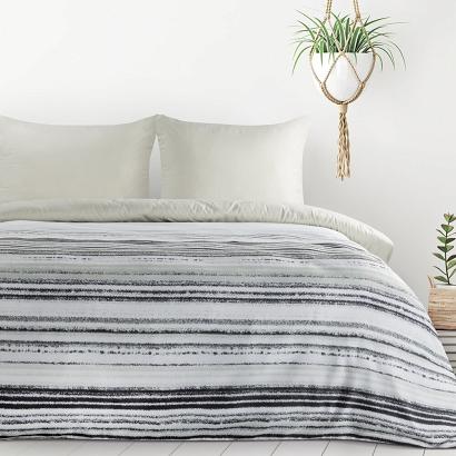 Pościel VERANO3 220x200 Design91 biała szare przecierane pasy