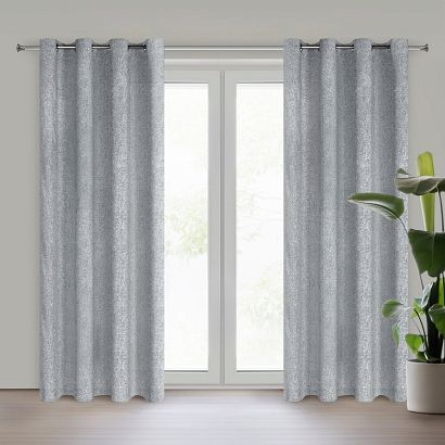 Zasłona gotowa na przelotkach ADELINA 140x250 Eurofirany stalowa melanż w stylu eko