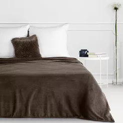 Koc narzuta SIMPLE1 150x200 Eurofirany ciemnobrązowy miękki i lekki