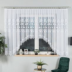 Firanka żakardowa gotowa na żabki ELŻBIETA 530x160 biała