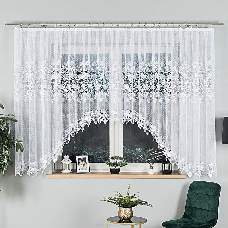 Firanka żakardowa gotowa na żabki ELŻBIETA 530x160 biała