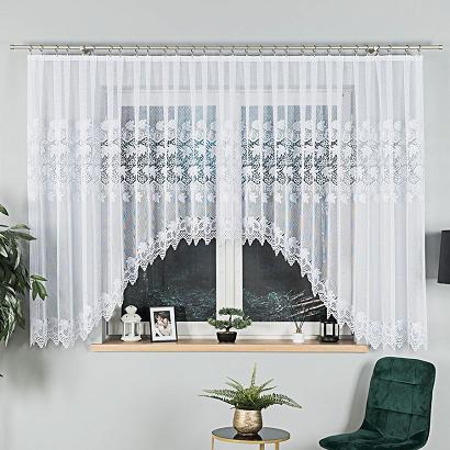 Firanka żakardowa gotowa na żabki ELŻBIETA 530x160 biała