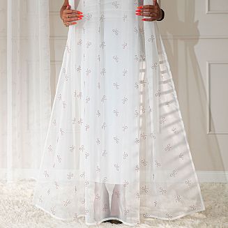 RIBBON Firana gotowa na woalu w diamentowe kokardki na taśmie z ołowianką szer.140 x wys.250cm kolor