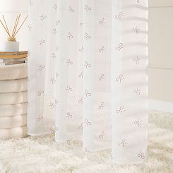 RIBBON Firana gotowa na woalu w diamentowe kokardki na taśmie z ołowianką szer.140 x wys.250cm kolor