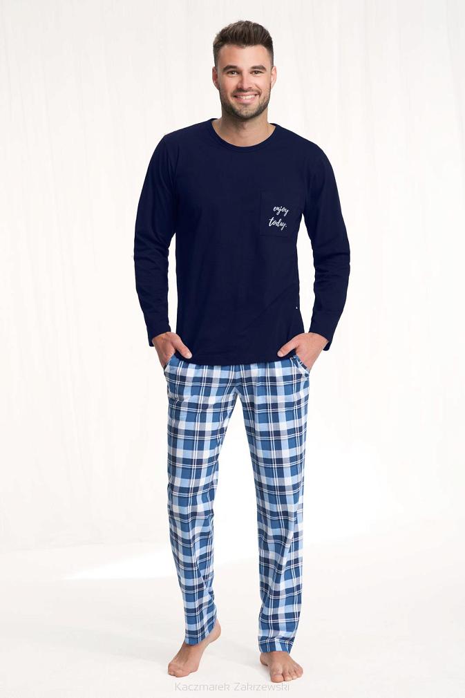 Piżama męska LUNA kod 705 granatowa / krata