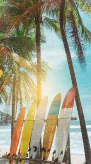 Ręcznik plażowy 100x180 wielokolorowy deski surfingowe w cieniu plam