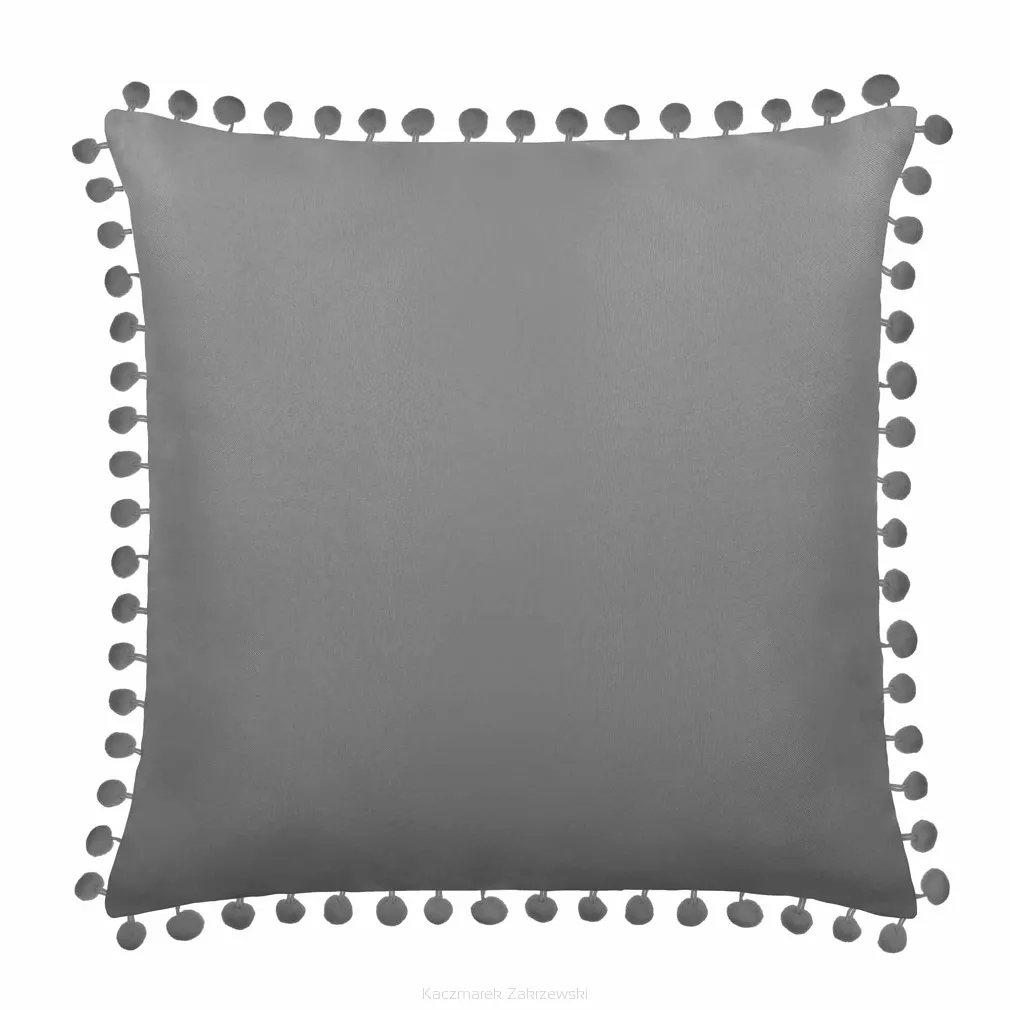 Poszewka dekoracyjna FLUFFY 45x45 grafitowa z pomponami