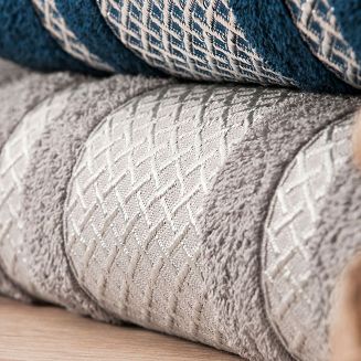 Ręcznik bawełniany LIONEL 50x90 ciemnoszary ze srebrną bordiurą