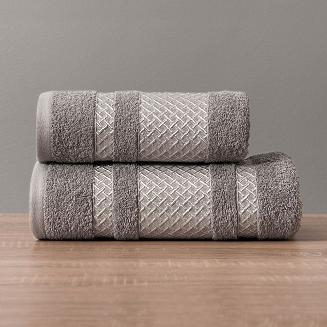 Ręcznik bawełniany LIONEL 50x90 ciemnoszary ze srebrną bordiurą