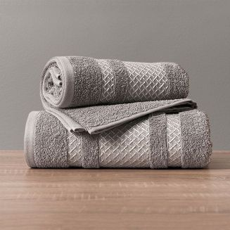 Ręcznik bawełniany LIONEL 50x90 ciemnoszary ze srebrną bordiurą