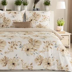 Pościel satynowa SPRING 220x200 Eurofirany beżowa kremowa w kwiaty