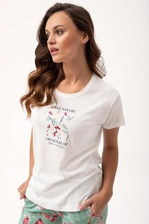 Piżama damska LUNA kod 641 kremowa pistacjowa w kwiaty