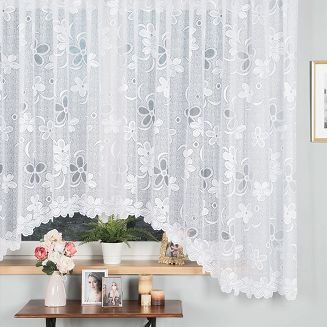 Firanka żakardowa gotowa na żabki RENATA 400x175 biała