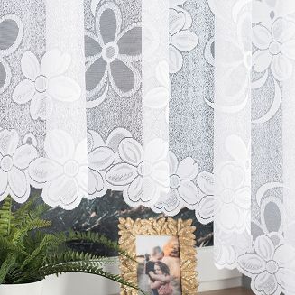 Firanka żakardowa gotowa na żabki RENATA 400x175 biała