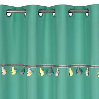 Zasłona gotowa na przelotkach KIDS 140x250 Eurofirany miętowa z trójwymiarowymi słonikami