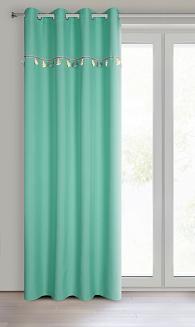 Zasłona gotowa na przelotkach KIDS 140x250 Eurofirany miętowa z trójwymiarowymi słonikami