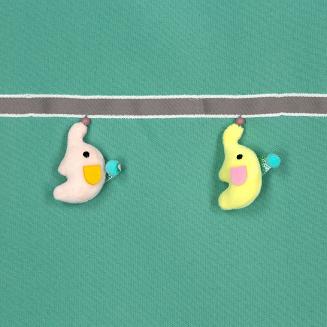 Zasłona gotowa na przelotkach KIDS 140x250 Eurofirany miętowa z trójwymiarowymi słonikami