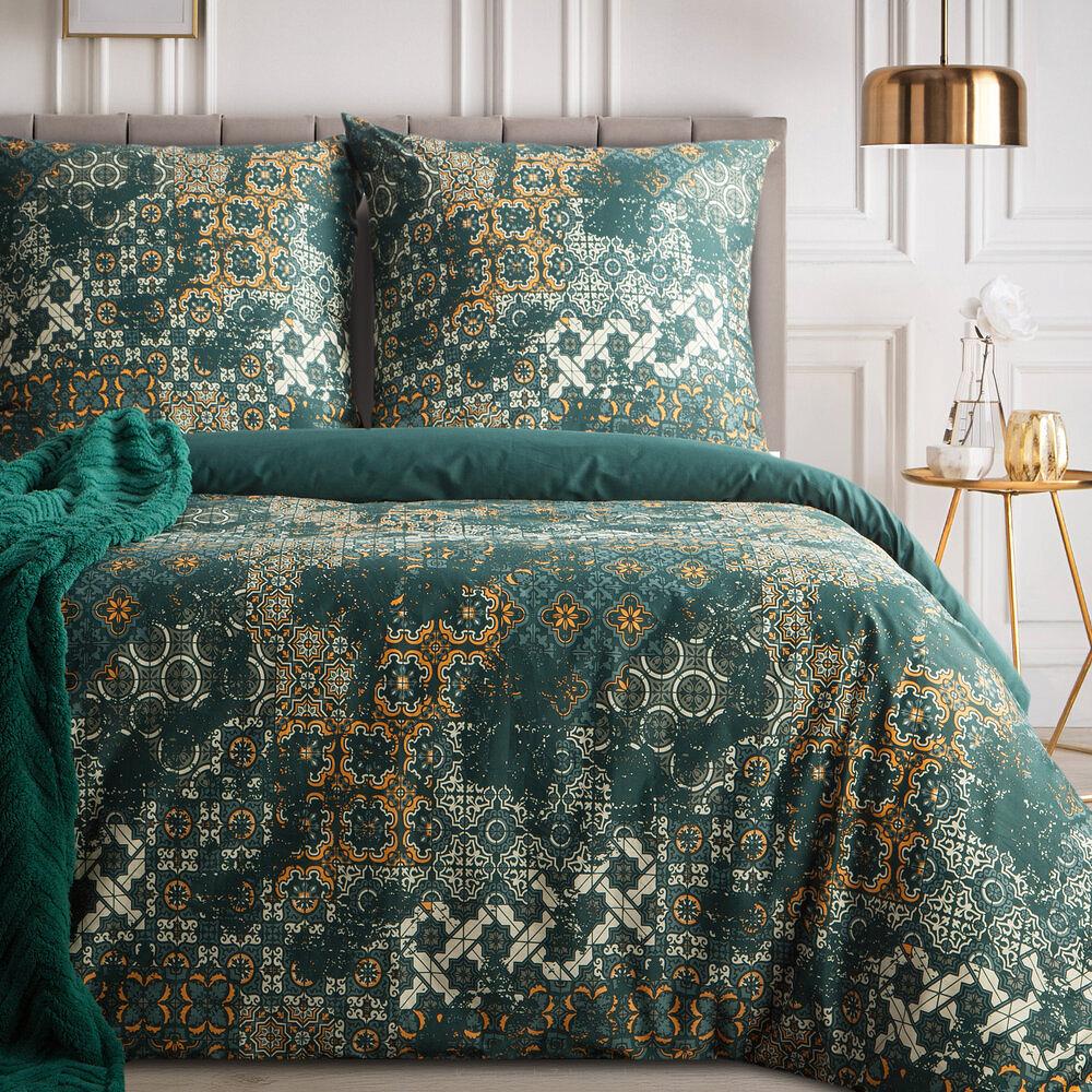 Pościel satynowa SPRING 140x200 Eurofirany ciemnozielony