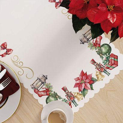 Bieżnik wodoodporny NINA 60x120 biały kolorowe Dziadki do orzechów