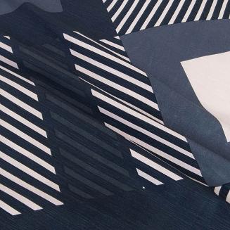 Pościel satyna bawełniana SATYNLOVE 160x200 granatowa kremowa geomatryczny wzór