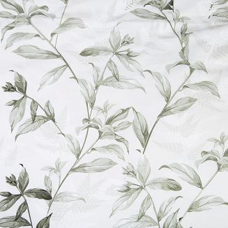 Pościel bawełniana COTTONLOVE 160x200 jasnozielona w zielone liście i kwiaty