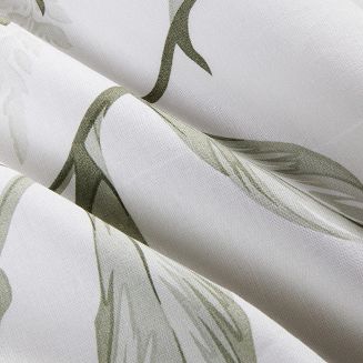 Pościel bawełniana COTTONLOVE 160x200 jasnozielona w zielone liście i kwiaty