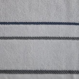 Ręcznik bawełniany z welurową bordiurą w ozdobne paseczki NEL 70x140 Eurofirany srebrny