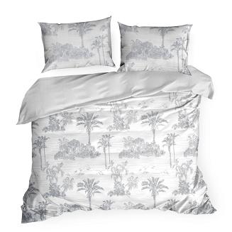 Pościel bawełniana MONTE5 200x220 Eurofirany biały/stalowy