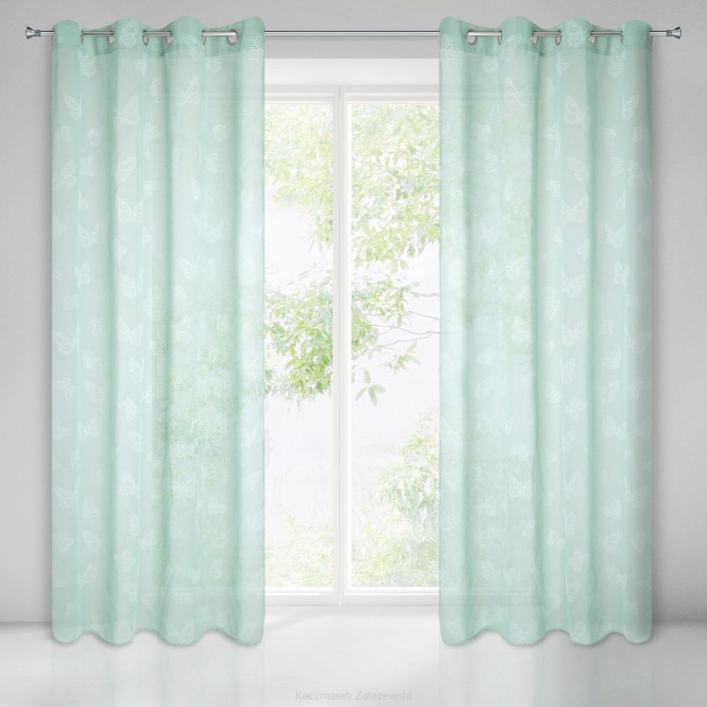 Firana gotowa na przelotkach ROXY 140x250 Eurofirany miętowy