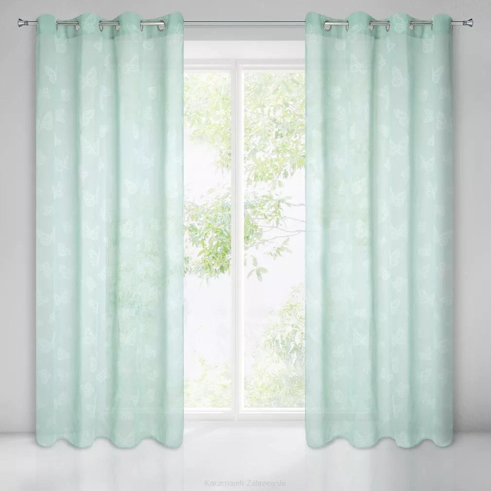 Firana gotowa na przelotkach ROXY 140x250 Eurofirany miętowy