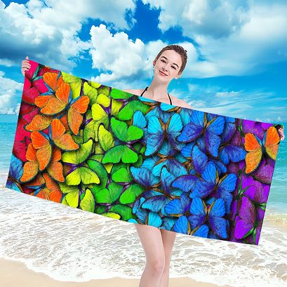 Ręcznik plażowy 100x180 wielokolorowy motyle