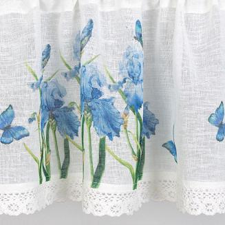 Firana gotowa na taśmie ALA 130x50 Eurofirany biały/niebieski