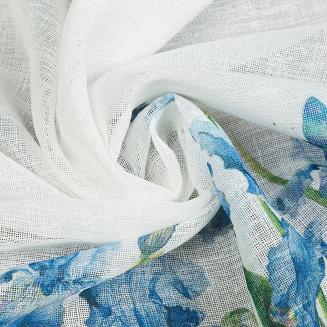 Firana gotowa na taśmie ALA 130x50 Eurofirany biały/niebieski