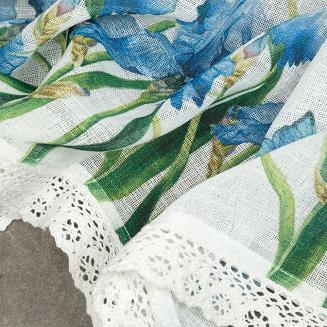 Firana gotowa na taśmie ALA 130x50 Eurofirany biały/niebieski