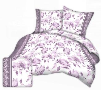 Pościel z kory I 160x200 wzór kwiaty z koronką wrzosowe