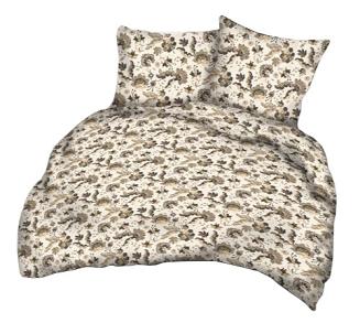 Pościel z kory 200x220 kwiatowe ornamenty na kremowym tle