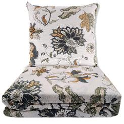 Pościel z kory 200x220 kwiatowe ornamenty na kremowym tle