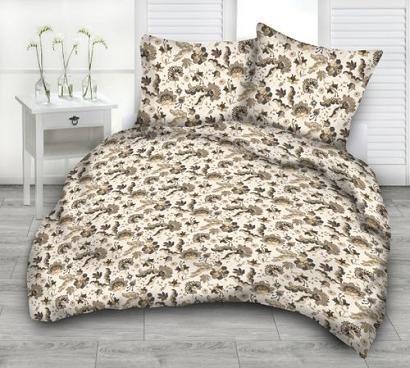 Pościel z kory 200x220 kwiatowe ornamenty na kremowym tle