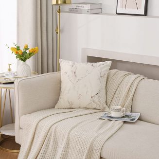 Poszewka dekoracyjna MARMY 45x45 velvetowa kremowa marmurek